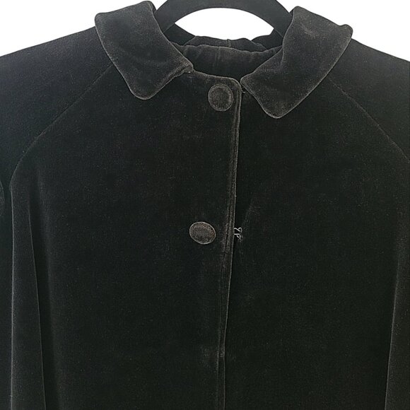 Child Girl's Vintage 1960/70s Black Velvet Coat Peter Pan Collar Quilt Lined 6/7 - Picture 8 of 11